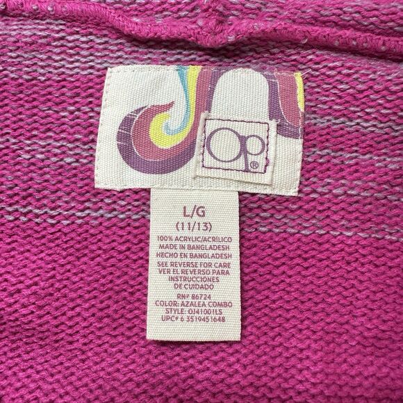 VTG Ocean Pacific OP Stripe L/Sleeve Pink Gray Hoodie Sz L(Girl) Y2K Beach Vibes - Picture 3 of 9